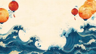 海浪之上的中式灯笼景观