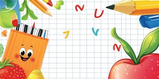 多彩文具与鲜果的学习场景