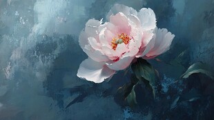 梦幻水墨风盛开的牡丹花