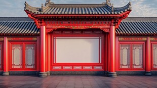 中式红墙古建筑场景