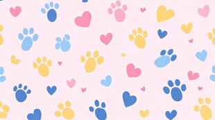 可爱动物爪印爱心图案背景