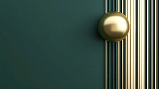 绿底金色圆球简约背景