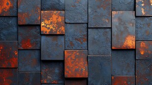 生锈金属方块拼接纹理图
