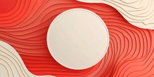 红色波浪背景中的白色圆盘