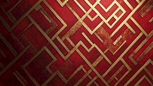 中式红金几何纹理背景