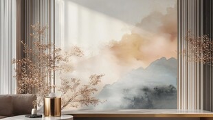 中式山水风客厅窗景设计