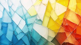 彩色玻璃碎片的绚丽拼接