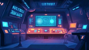 未来感十足的科幻操控室