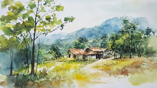 乡村山水间的静谧小屋