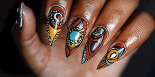 绚丽民族风美甲艺术展示