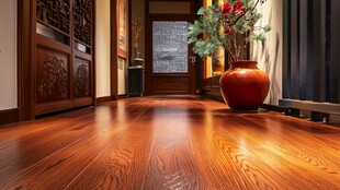 中式走廊的优雅木质景致