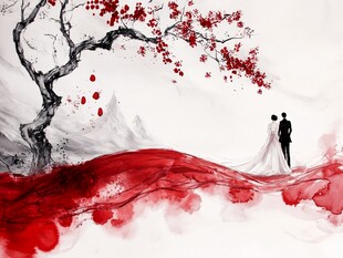 水墨红韵下的浪漫新婚
