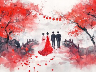 中式浪漫婚礼漫步红枫间