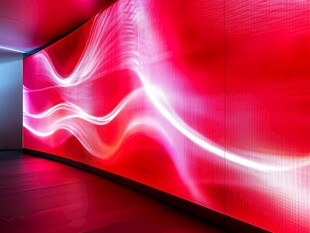 红色动感光影墙面艺术