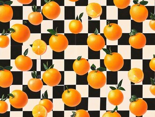 棋盘格上的鲜橙图案