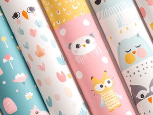 可爱猫头鹰图案装饰纸