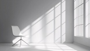 简约白椅于光影空房间