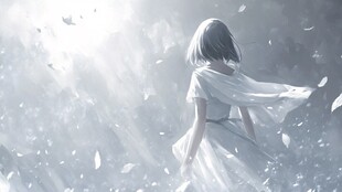 白衣少女于光影中独舞