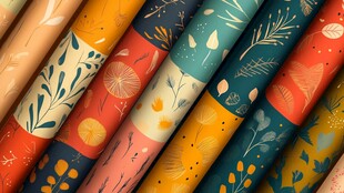 多彩花卉图案包装纸展示