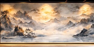 中式山水意境墙绘艺术