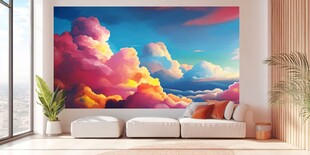 梦幻彩云客厅墙饰壁画