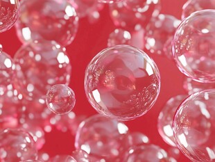 梦幻红底透明泡泡飞舞