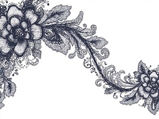 复古蕾丝花卉边角装饰图案