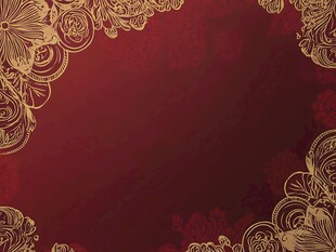 酒红色背景配金色华丽花纹