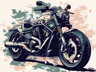 酷炫迷彩风重型摩托车