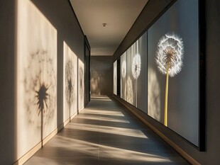 蒲公英光影装点的静谧长廊