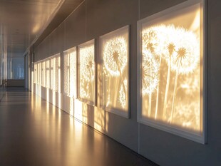 走廊蒲公英光影艺术画面