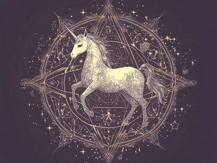 梦幻独角兽与神秘星芒图案