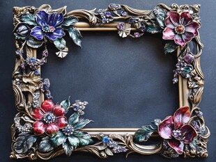 华丽花卉装饰复古画框