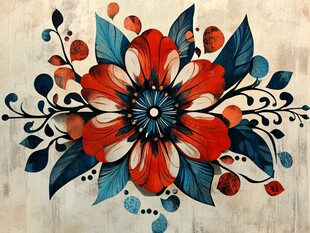 复古风花卉装饰艺术图案