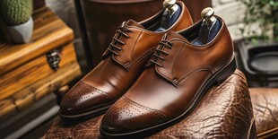 经典棕色系带男士皮鞋