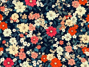 复古风多彩花卉图案背景