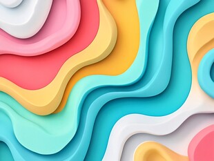 多彩波浪形立体图案背景