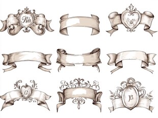 复古手绘风格装饰性缎带