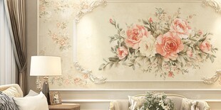 浪漫花卉风客厅墙面装饰