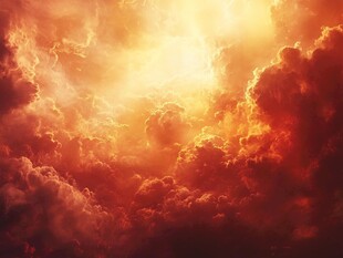 壮丽火红云海中的阳光