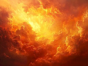 壮丽火烧云天空景象