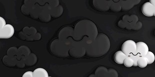 黑白云朵表情图案背景