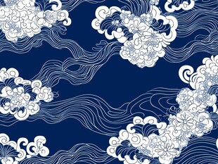 蓝底中式云纹传统图案