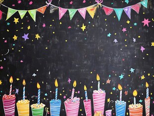 多彩生日蜡烛与梦幻装饰