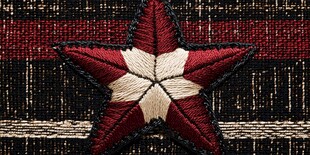 红色刺绣五角星织物图案