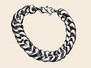 复古风格银质粗链手链