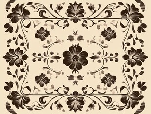 复古花卉方形装饰图案