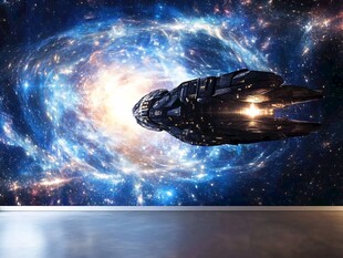 星际飞船穿梭绚丽星云