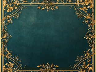 复古绿底金色花纹装饰框