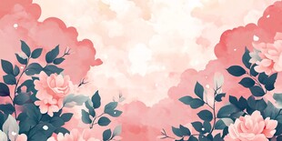 梦幻粉色花卉天空背景图